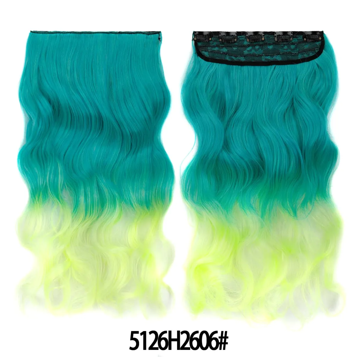 Jeedou Một Mảnh 5 Kẹp Lượn Sóng Ombre Kẹp Trong Tóc Dài Sóng Nước Tổng Hợp Xoăn Phần Lông Màu Cầu Vồng tóc