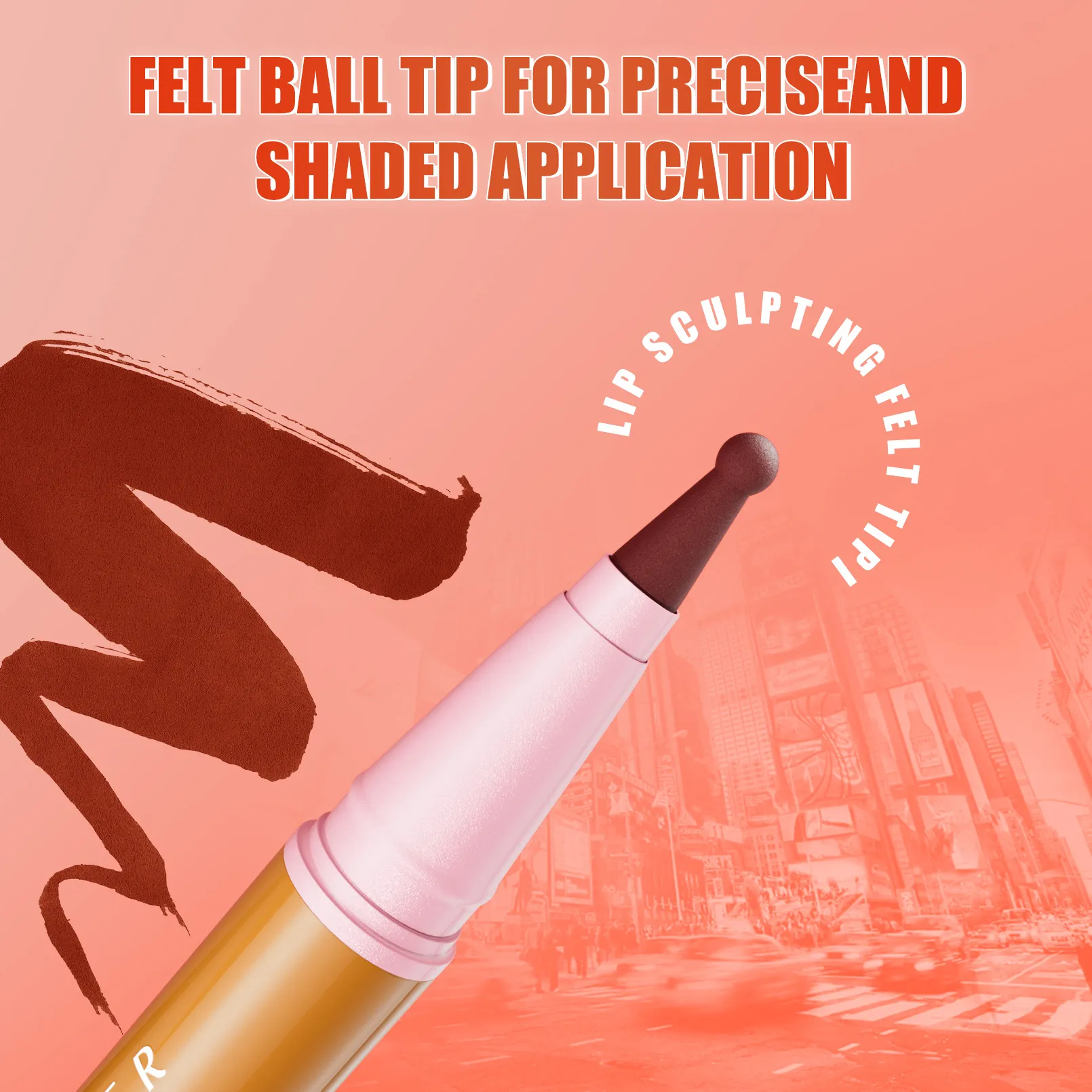 Longwear Liquid Lip Liner עמיד למים 24 שעות עמיד ארוכות טווח שפתיים Liner Stain Marker Pen 2-in-1 Lipliner מט חצי קבוע