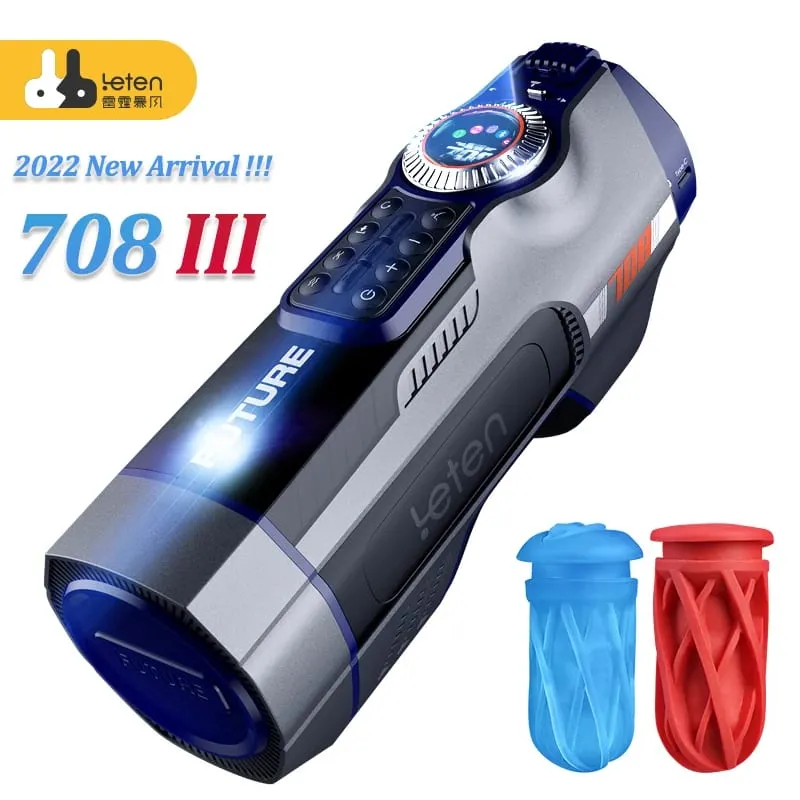 Leten 708-III Rustige Vibrator Verwarming Kreunen USB Opladen Automatische Telescopische Mannelijke Masturbatie Vagina Kut Speeltjes voor Mannen