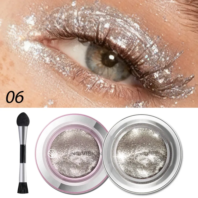 1pcs Highlighter Liquid Eye Shadow Waterproof Non-Greasy Long-Lasting Highlight & Smoky Eye Shadow with Makeup Brush