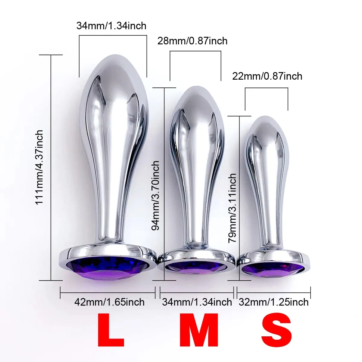 1Pcs Metal Drop Anal Plug with Three Sizes Jewel Base G-Point Massage Adult Pleasure Sex Toy for Sexual Wellness — image 4