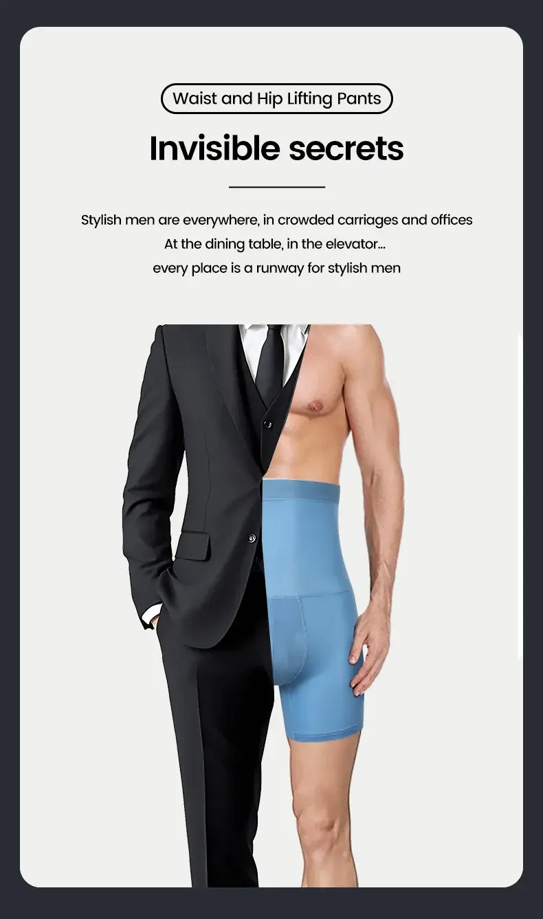 Sportunterwäsche für Herren: hoch taillierte, gürtelgeschwungene, große, verlängerte Shorts, die nicht an den Beinen scheuert, die Taille schützt und flach geschnitten ist — image 19