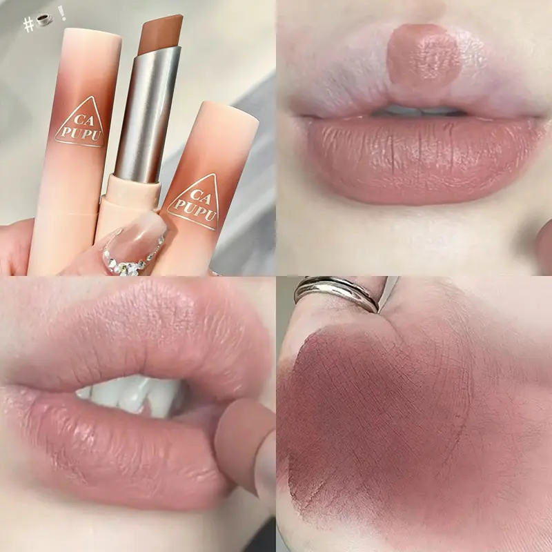 Waterproof Velvet Lipstick Easy To Wear Long-lasting Lipstick Matte Nude Coffee Lip Glaze Non-stick Cup Makeup Lip Tint Cosmetic