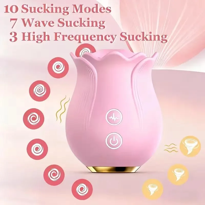 Rose Shape Vagina Sucking Vibrator Intimate Good Nipple Sucker Oral Licking Clitoris Stimulation Powerful Sex Toys for Women — image 2