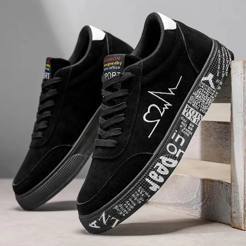 2026 Fashion Men's Vulcanized Sneakers Male Lace-up Casual Shoes Breathable Original Canvas Red Black Lover Shoes Graffiti Flats — image 5