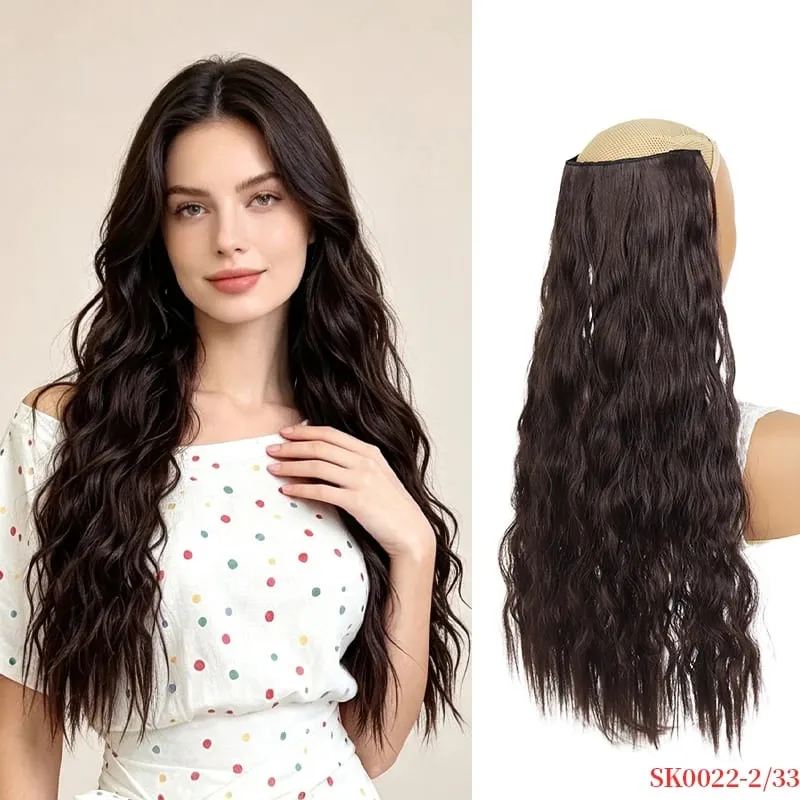 Synthetic Wig Extensions Long Curly Corn Perm One Piece Clip In Hairpiece for Women Instant Length — image 10