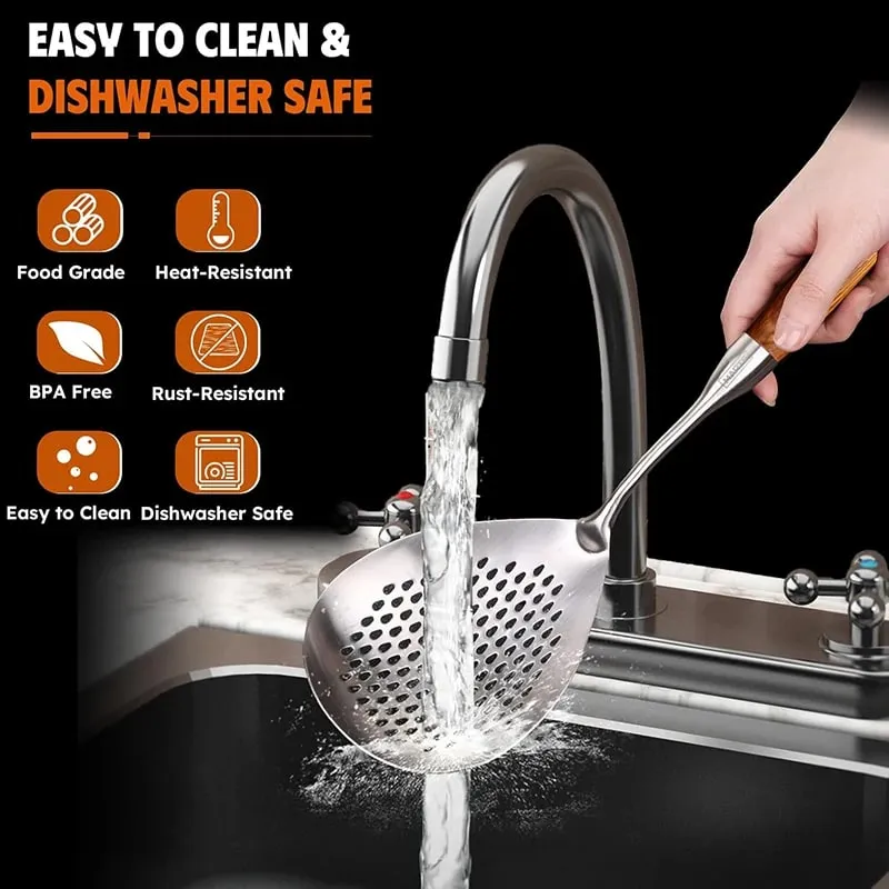 1Pc Heavy-Duty Stainless Steel Ladle Skimmer - High-Temp Resistant Fine Mesh Ergonomic Handle for Frying Hot Pot Kitchen Utensil — image 4