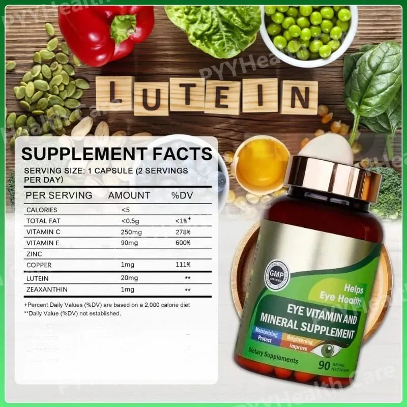 Lutein Eye Vitamins Capsules with Zeaxanthin Zinc Daily Eye Nutrition Supplement Eye Health Support for Adults 90 Count Bottle — image 6