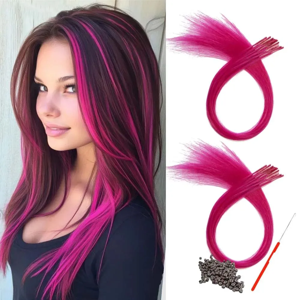 20roots 16inch I-tip Fusion colorful Synthetic Hair Extensions with crochet hook and ring Y2K style — image 13