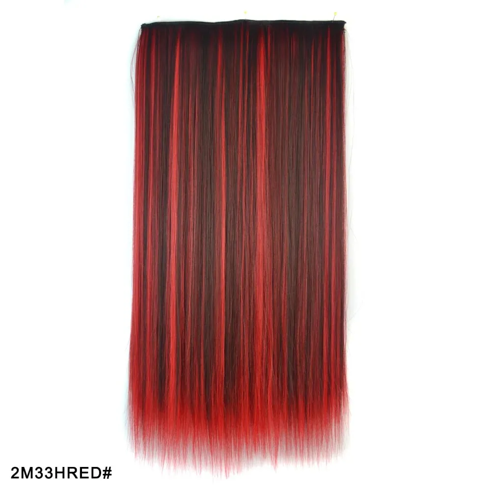 Zolin Straight Hair Clip In Hair Extension Rainbow Colorful Ombre Color One Piece With 5Clips Synthetic Cosplay Hairpieces — image 27