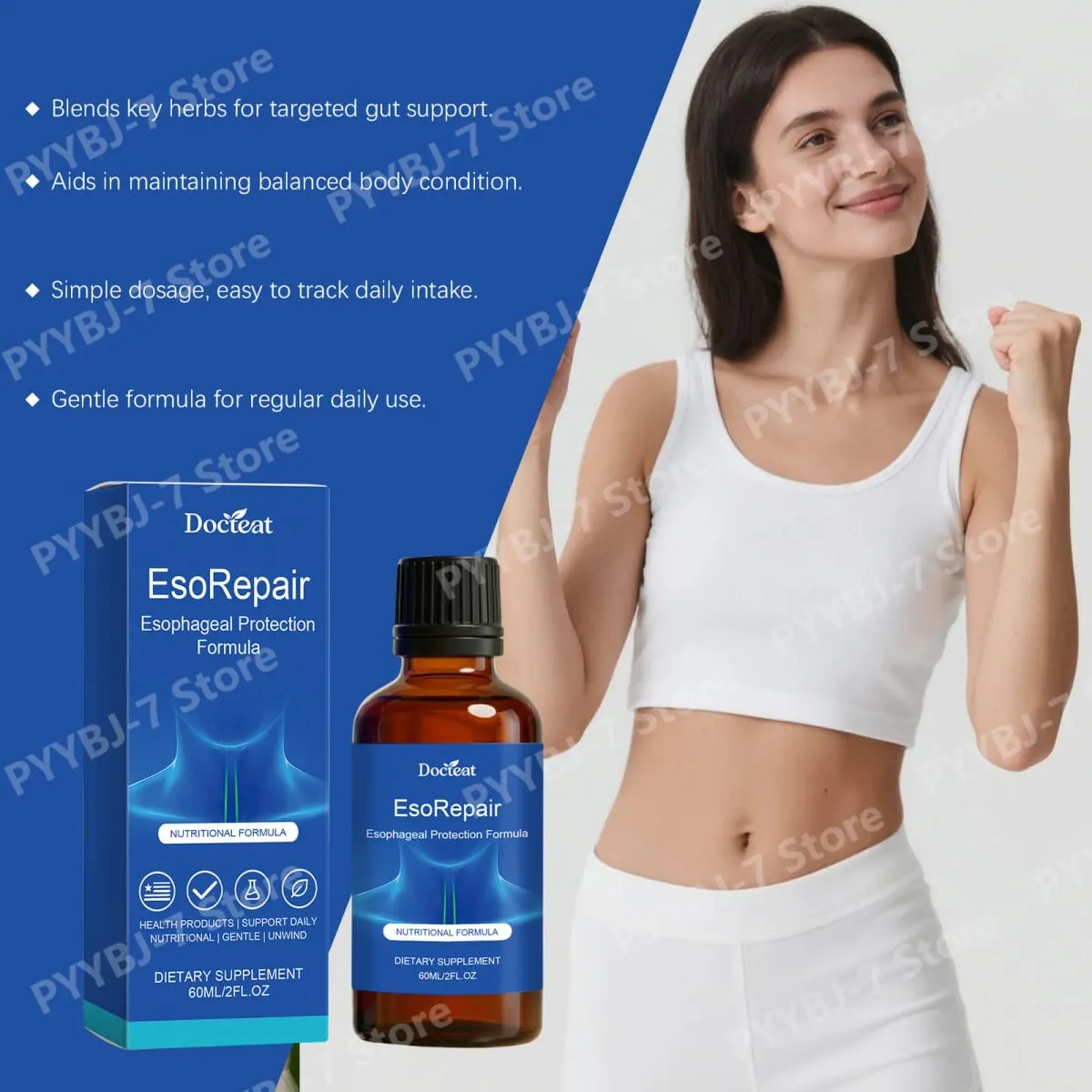 Digestive & Gut SupportอาหารเสริมLiquidสมุนไพรผสมวิตามินAloe Vera Turmeric Grape Seed 60Ml Gut Health — image 4