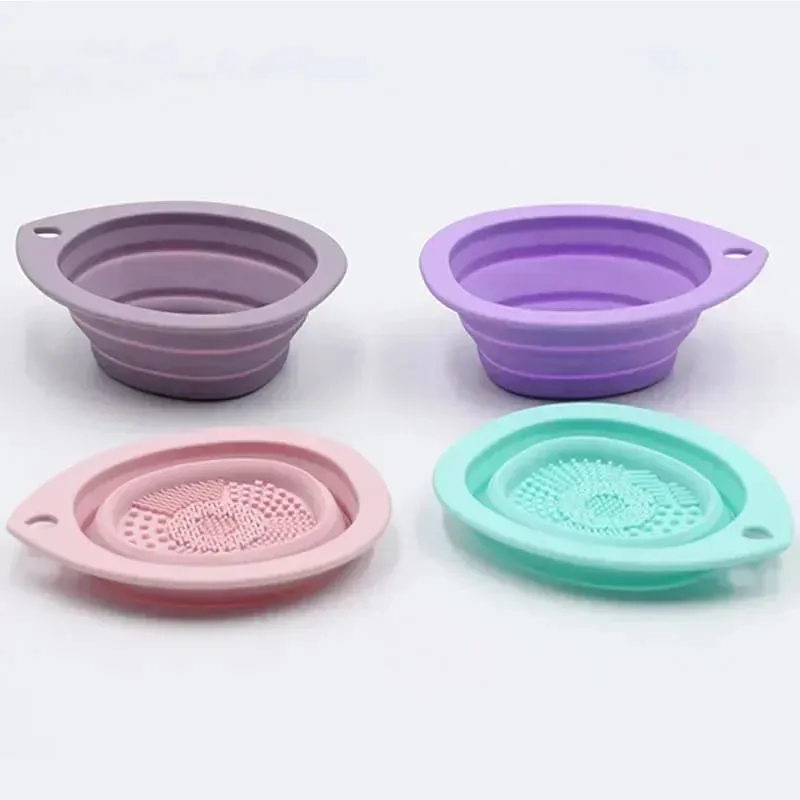 Silicone Scrubber Cleaning Bowl Folding Makeup Brush Washer for Eyeshadow Brushes Powder Puff Multifunctional Beauty Care Tools