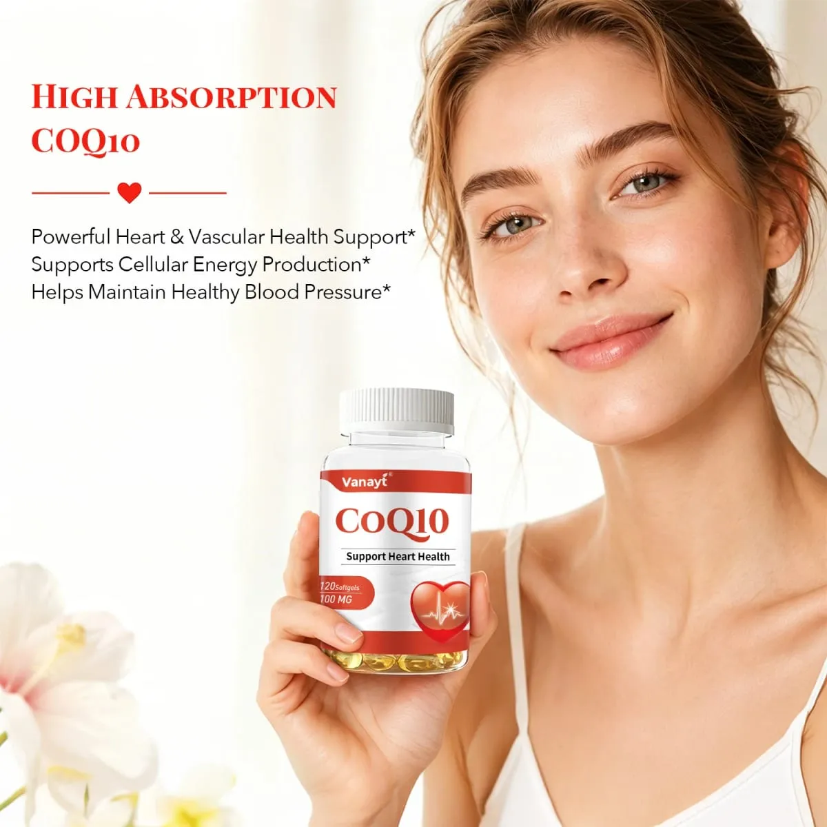 120pcs Coenzyme Q10 100mg Capsules Support Heart Cardiovascular Health Boost Energy Antioxidant Supplement — image 2