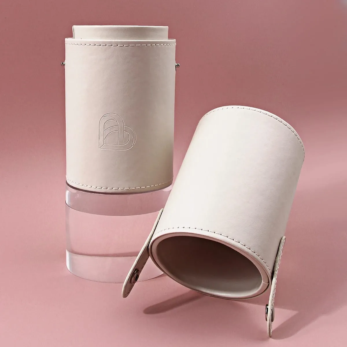 1PC Cylindrical Makeup Brush Holder PU Leather Cosmetic Storage Box Waterproof Dustproof Portable Makeup Brushes Organizer Trave
