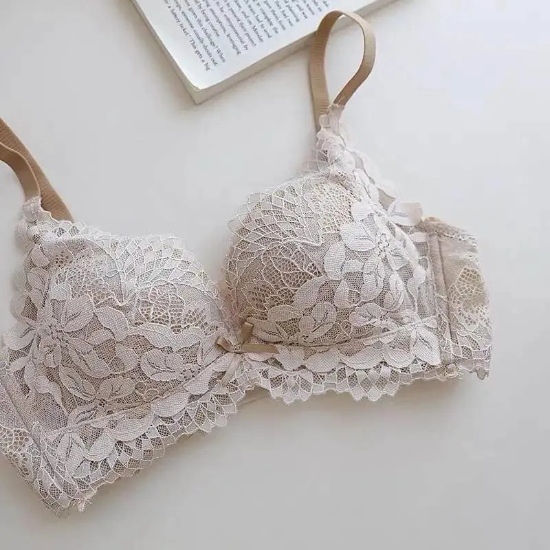 Women's Japanese Style Bra & Panty Set Luxury Lace Push Up Small Bust Support Adjustable Comfort No Gap Wirefree Free Shipping — image 4