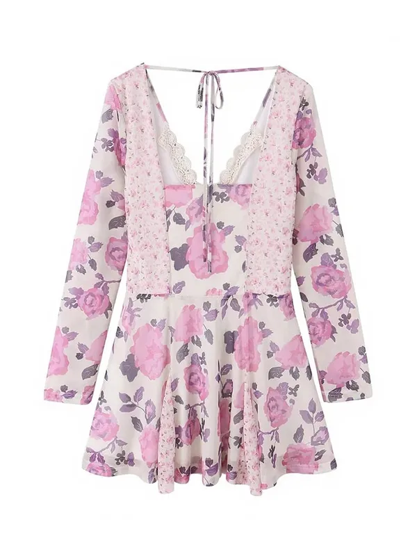 Organza Floral Printed Maxi Dress Fashion V-neck Puff Sleeve 2026 Spring/summer Romantic Women Party Gown Elegant Lady Vestidos — image 22