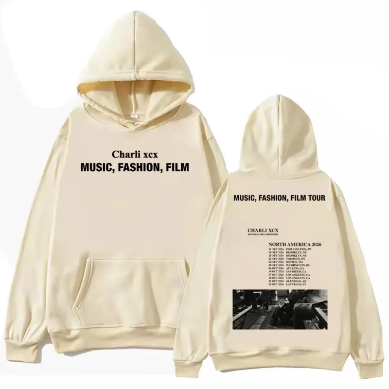 Singer Charli Xcx Music Fashion Film Tour 2026 Hoodies Men Women Rock Punk Sweatshirts High Quality Fleece Oversized Pullovers — image 8