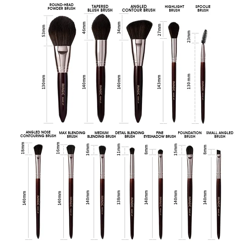 Ensemble de pinceaux de maquillage, 12 pièces/Kit, fard à paupières, poudre, Blush, surligneur, cheveux naturels synthétiques, outils de beauté cosmétiques professionnels — image 5