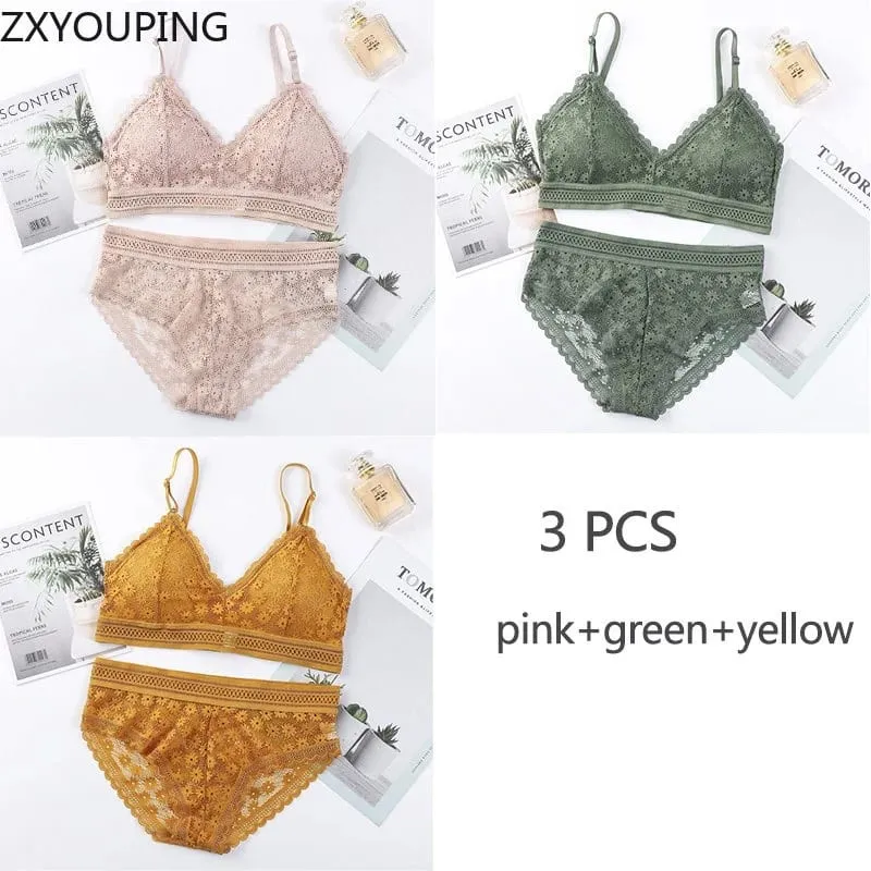 Σετ Σουτιέν 3 τεμαχίων Σέξι δαντέλα Beauty back κοστούμι Εσώρουχα Συγκεντρώστε απρόσκοπτη γυναικεία εσώρουχα Εσώρουχα Άνετα εσώρουχα — image 11