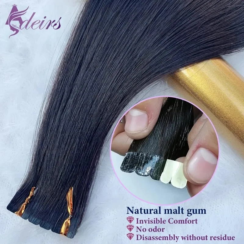 Mini Tape In Hair Extensions Really Human Hair Extensions Black Brown Blonde Invisible Tape In Straight 16"-26" For Salon