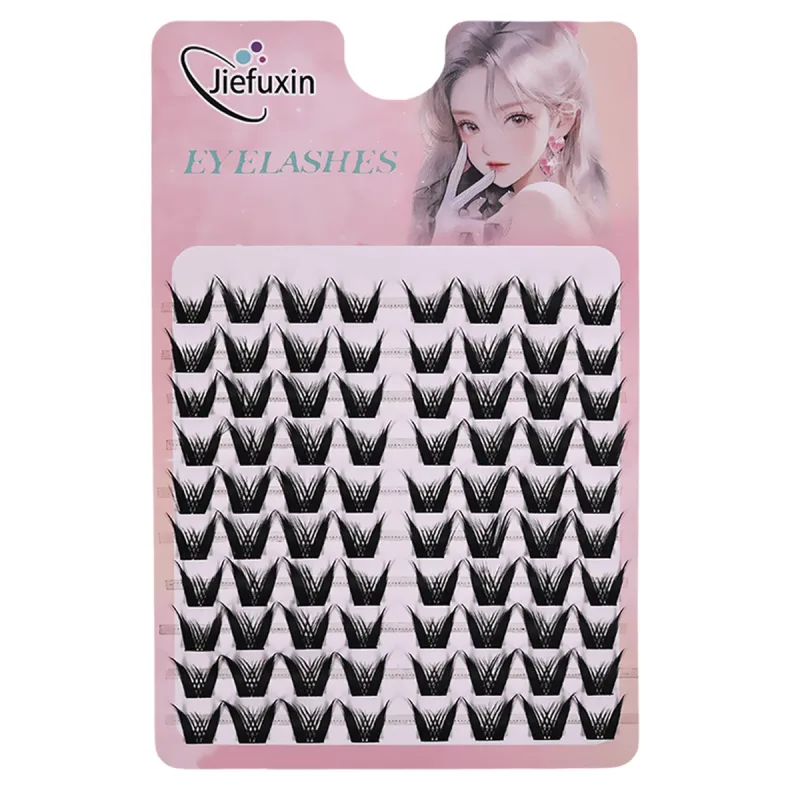 Soft Tapered Thick Manga Fox Eye Individual Clusters Jiefuxin Large Capacity DIY Lashes Simple Operation for Makeup Newbies
