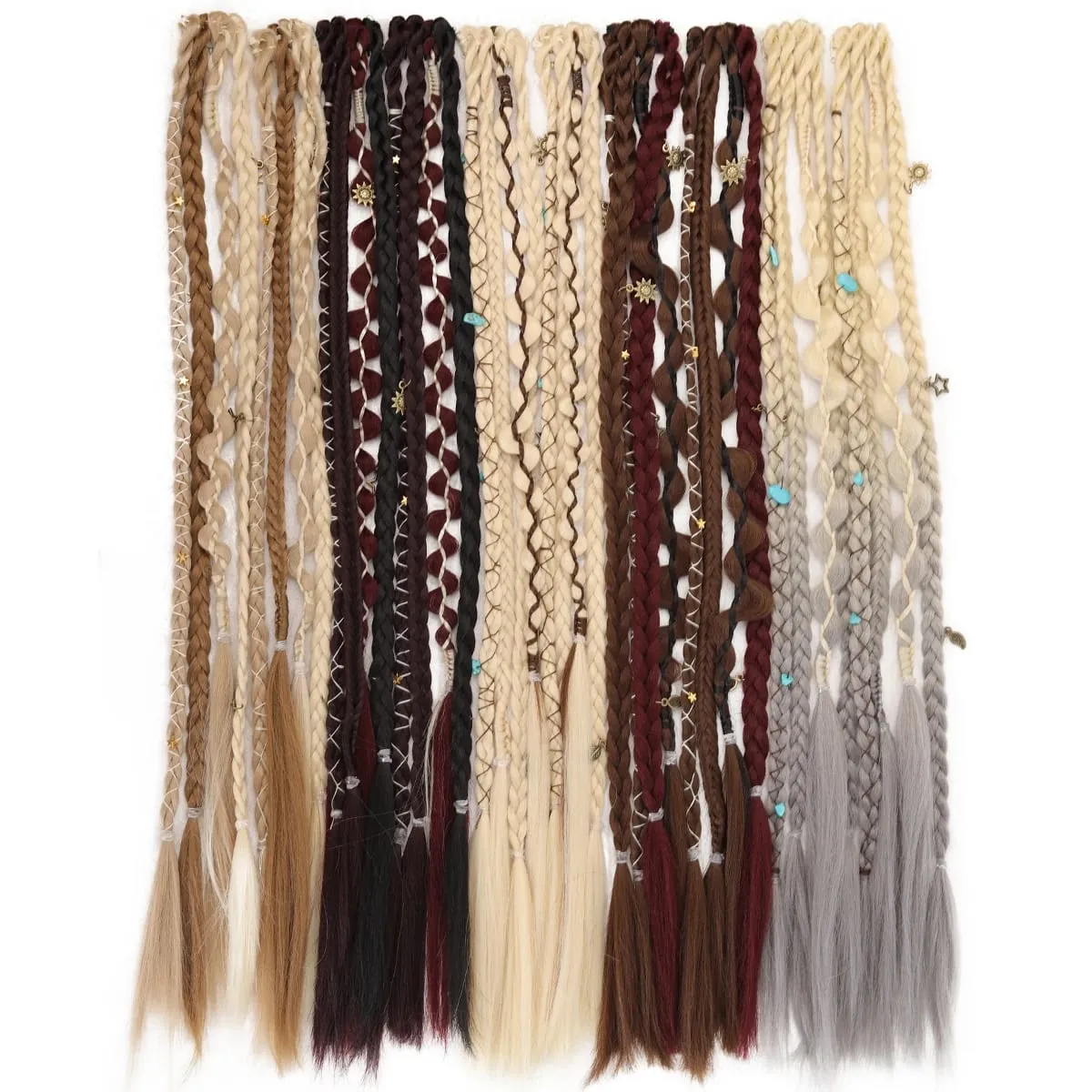 20 Inches Bohemia Clip in Hair Extensions Handmade Synthetic Weaving Clip-on Long Braid Fairy Hair Extensions for Women — image 3