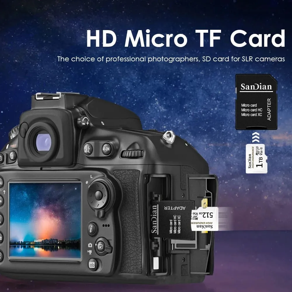 Kad Memori SD TF Mikro Asal Kelas 10 128GB 256GB U3 V30 Kad Memori Denyar Berkelajuan Tinggi Video A2 4K untuk Kamera PC Samrtphone