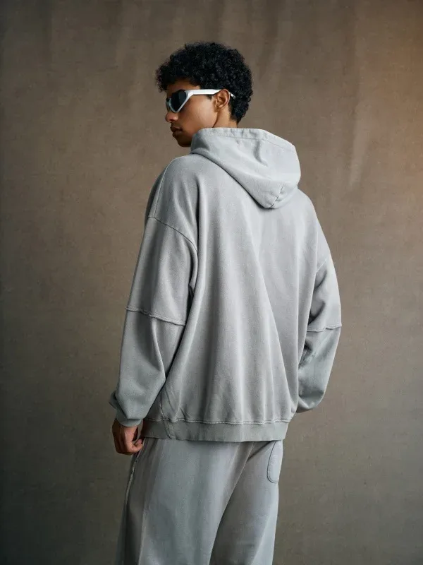 New Autumn Winter Men 400gsm Hoodies Streetwears High Street Heavy Weight Washed Cotton Sweatshirts Brand Tracksuit — image 24