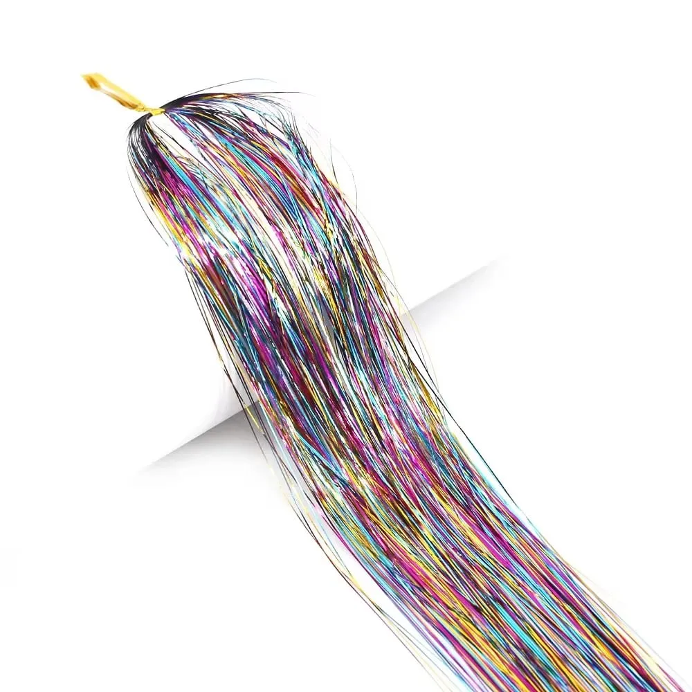 Sparkle Shiny synthetic Hair Tinsel Hair Extensions Dazzles Women Hippie for Braiding Headdress Hair Braiding Tools Long 120cm — image 21