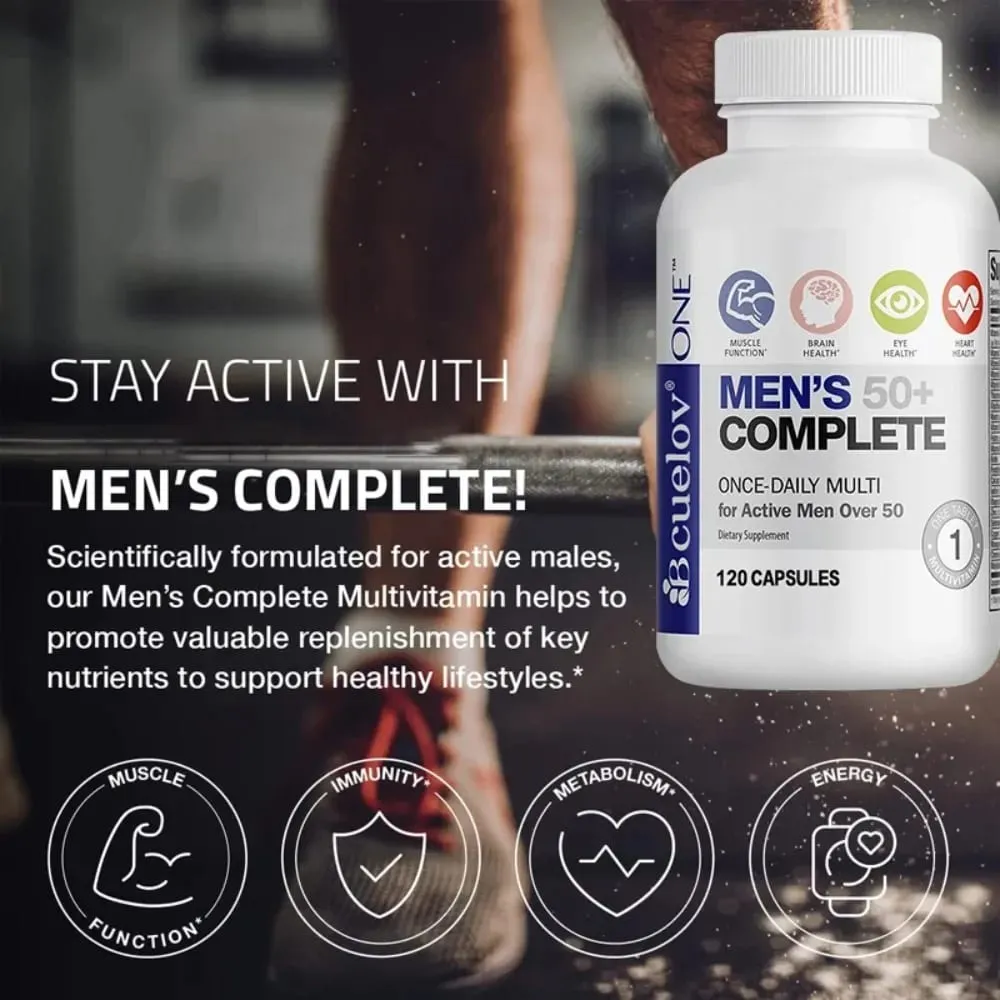 Men's Multivitamin for 50+ - High Potency Formula for Brain Eye & Heart Health for Brain Eye & Heart Health 120 Capsules — image 3