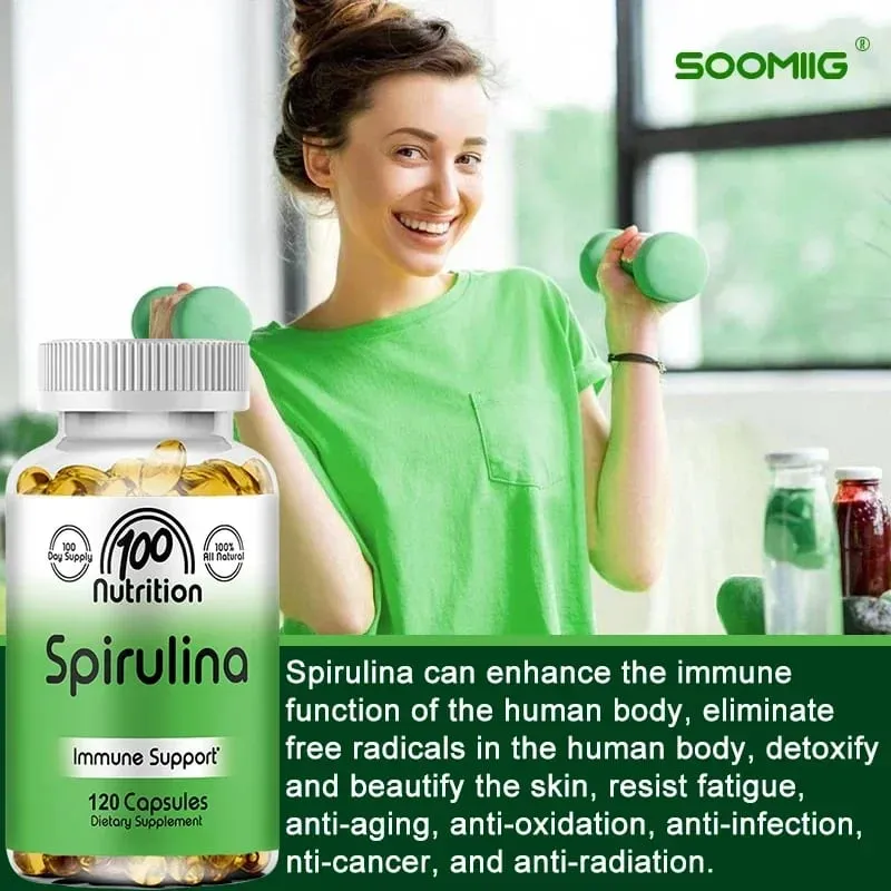 Spirulina Softgels Organic Superfood Algae - Supports Cardiovascular and Immune System Health Powerful Antioxidant