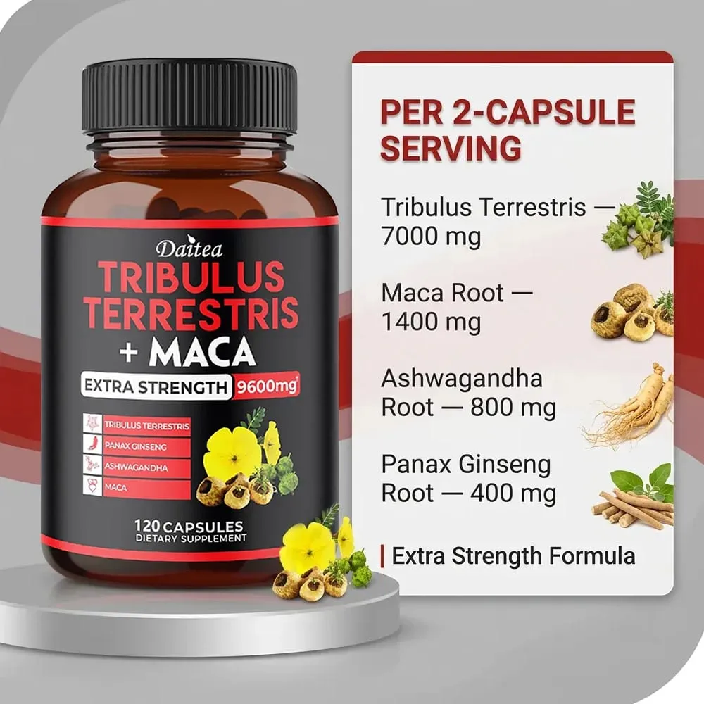 Tribulus Terrestris Capsules 7000mg with Maca Ginseng & Ashwagandha Energy Muscle Focus & Endurance Support for Men — image 5
