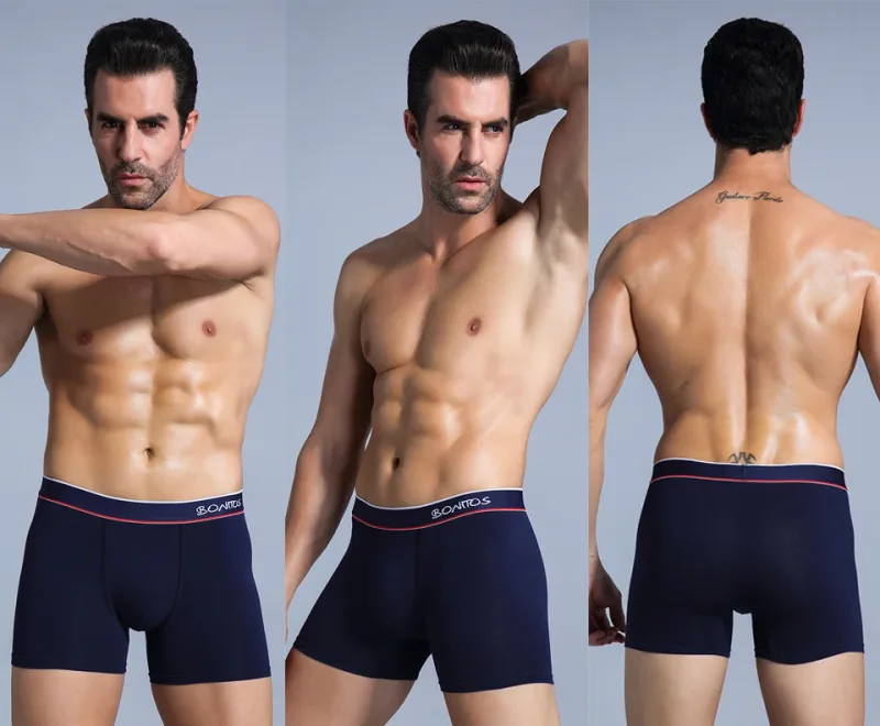 6 Pieces Solid Color Men's Panties BONITOS Letter Waistband Boxer Briefs Cotton Underwear Mens Boxers Classic Men Underpants — image 9