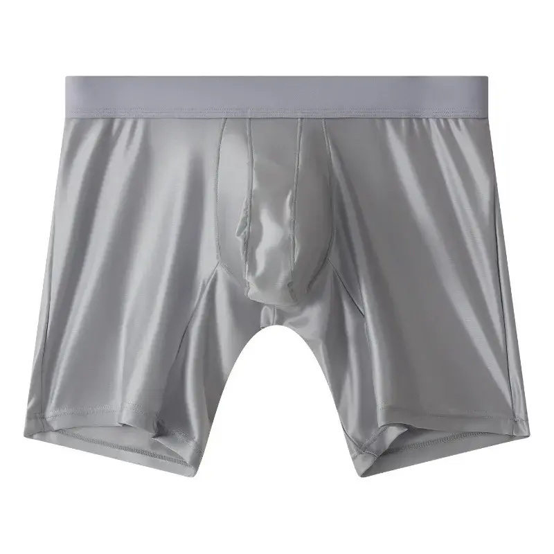 Bright Silky Smooth Underwear Men Stretch Satin Seamless Long Leg Boxer Shorts Bugle Pouch Sport Underpant Club Party Lingerie — image 10