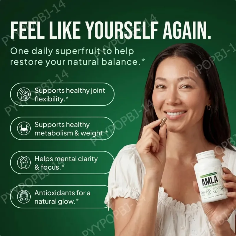Amla Fruit Extract 1000mg Capsules Superfruit Supplement Energy Support 60 Capsules 30 Servings Vegan Non-GMO Gluten Free — image 3