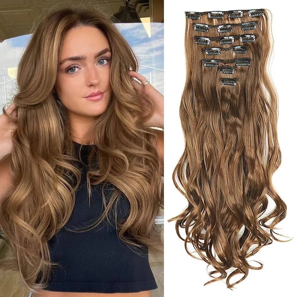 Synthetic Clip in Hair Extensions Purple hairpieces 7pcs/set 22inch Thick Hair for Women Girls Daily Party Cosplay — image 29