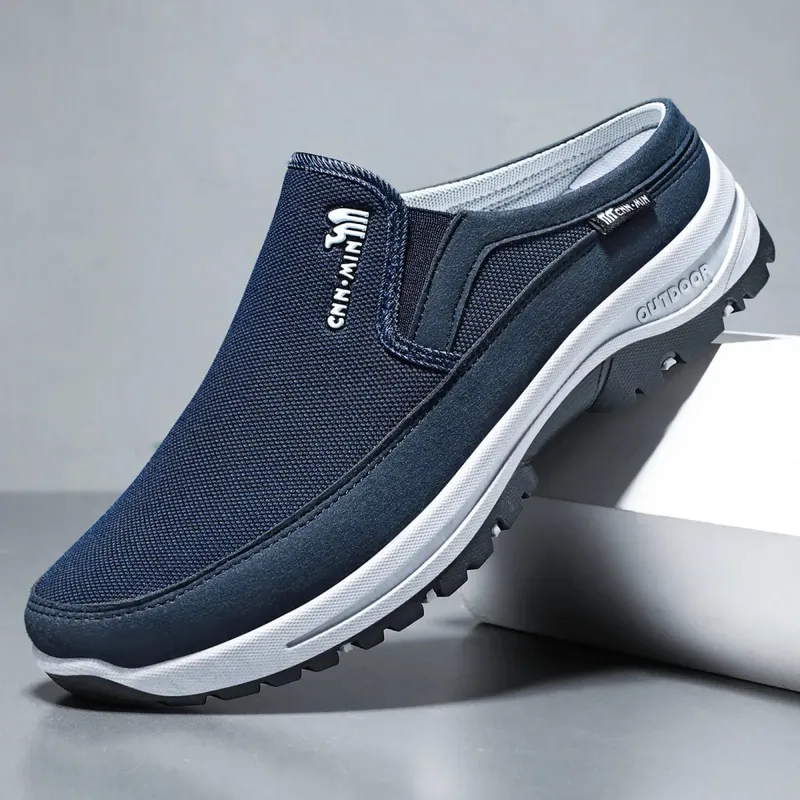 Men's shoes casual cloth shoes breathable lazy shoes toe caps outdoor sports half shoes — image 1
