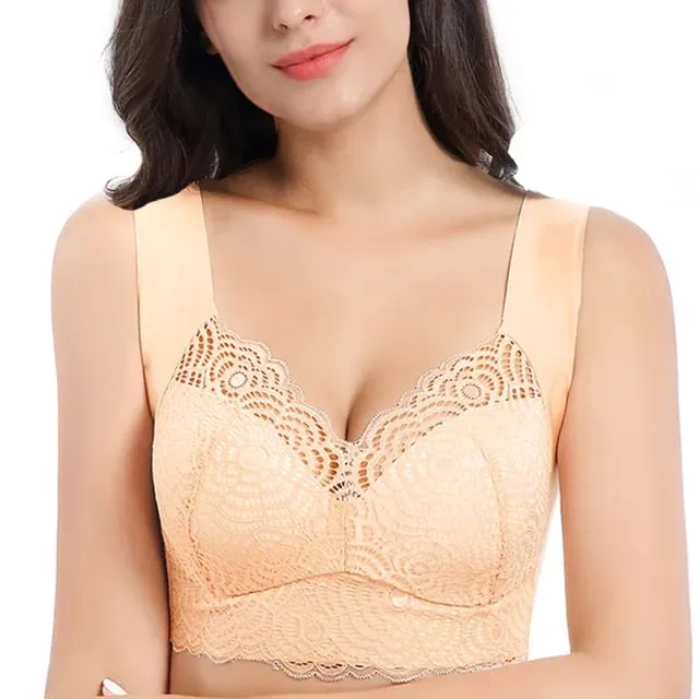 Sexy Plus Size Underwear Seamless Lace Bras Top Wireless Thin Cup Brassierer Sleep Vest Lingerie C D Cup