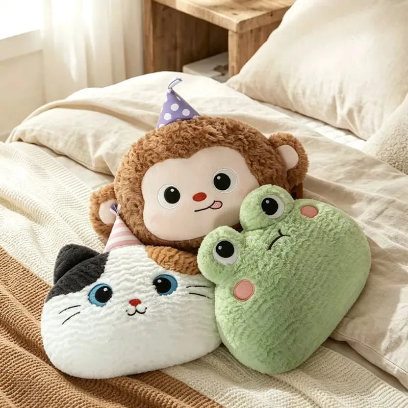 40CM Kawaii Cartoon Animal Plush Pillow Soft Stuffed Soft Fox Sheep Frog Cat Seal Dog Pig Cushion Funny Home Decoration Gifts — image 3