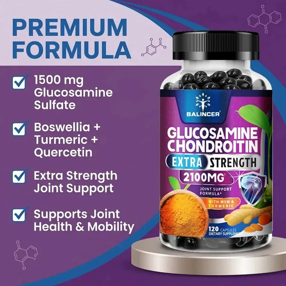 Glucosamine Chondroitin Turmeric & MSM - Joint Health Supplement Antioxidant Helps Relieve Back Knees and Hand Pain — image 5