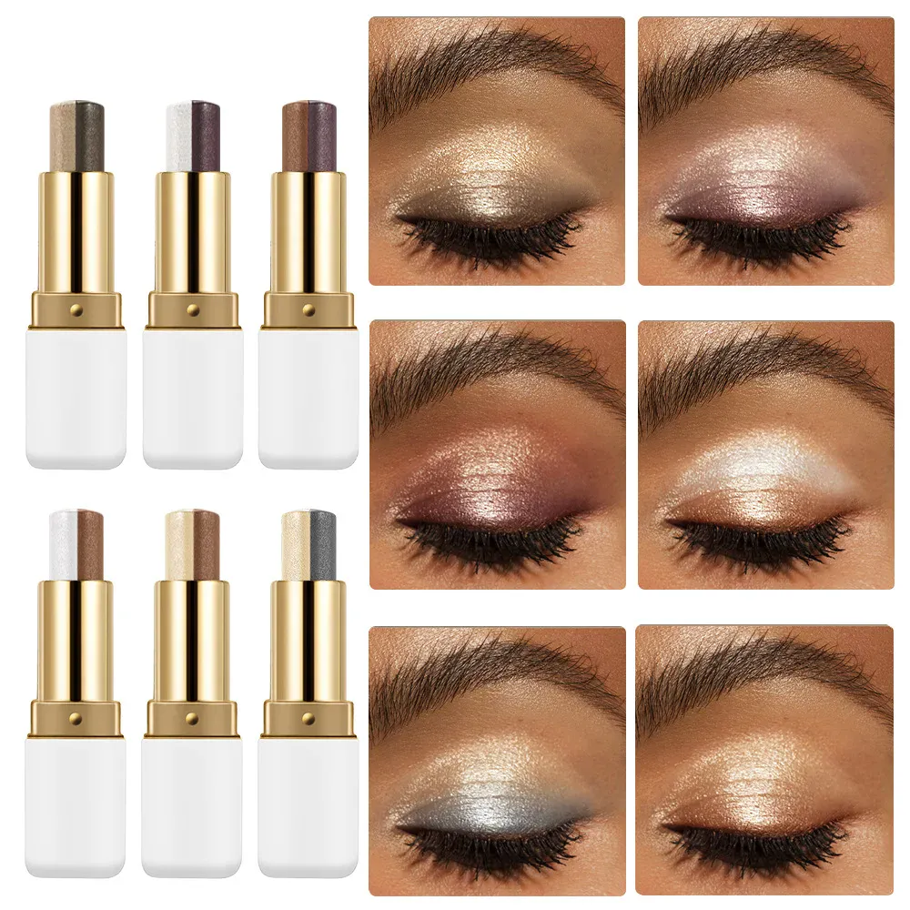 Long Lasting Two Tone Eyeshadow Stick Waterproof Smudgeproof Shimmer Highlighter Blendable Eye Contour Makeup Cosmetic — image 3
