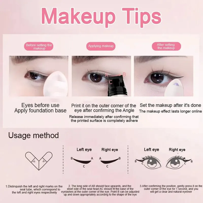 FAI DA TE Ruota Eyeliner Timbro Integrato Nero Marrone Doppia Punta Eyeliner Ala Stencil Impermeabile a Prova di Sbavature di Lunga Durata Penna Liquida
