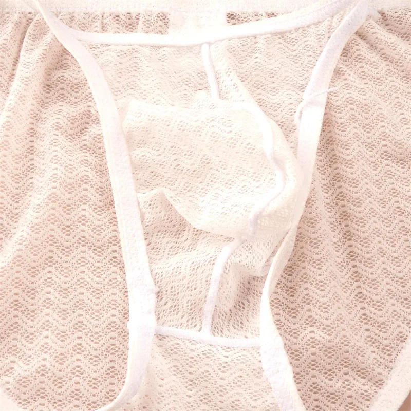 Mesh Nylon Pink Underwear for Men Solid Color Breathable Summer Cool Male Bulge Pouch Briefs Ultra Thin Sexy Plus Size Panties — image 11