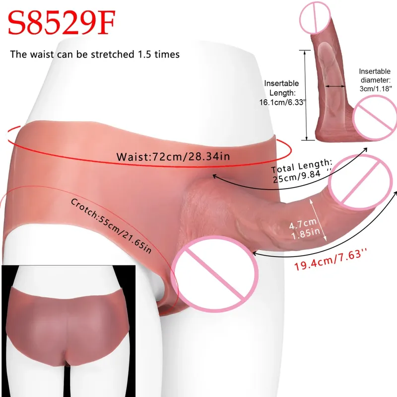 High Waist Realistic Penis Sleeve насадка на член Strap On Hollow Dildo Panties Silicone Dick Extender Sex Toy For Men