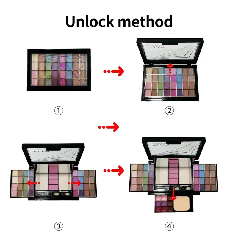 Kit Rias Set Lengkap untuk Wanita Multifungsi Semua Dalam Satu Kotak Baru 46 Warna Lipstik Wajah Eye Shadow Kuas Alis Palet Rias