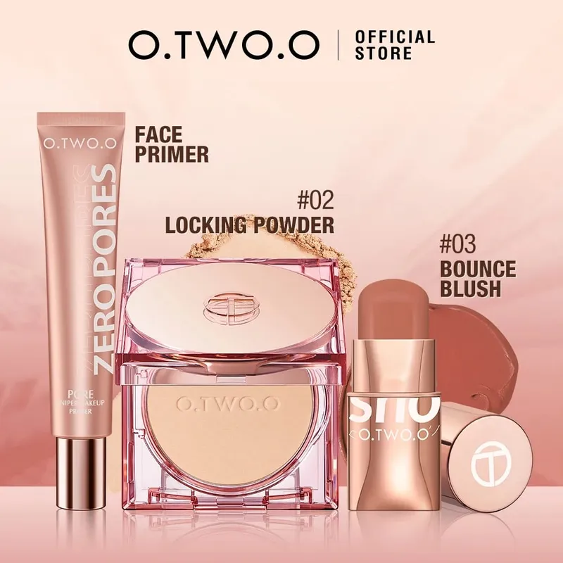 O.TWO.O 3pcs Makeup Set 3 In 1 Lipstick Blush Stick SPF 30PA+ Face Setting Powder na Face Primer Makeup Base Cosmetics Kit — image 7