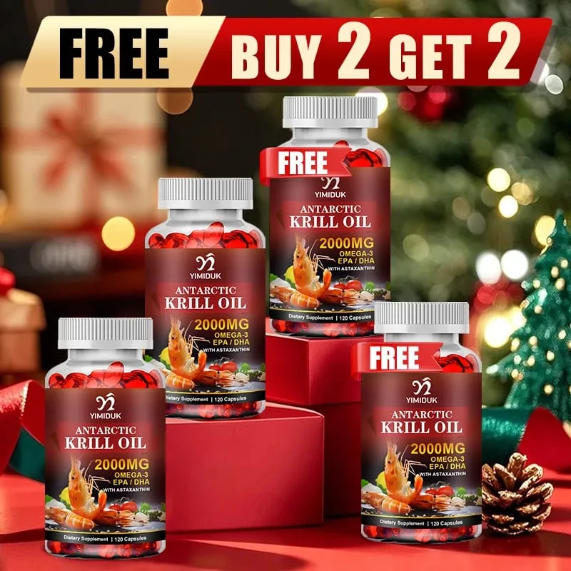 Buy 2 Get 2 Free! Krill Oil 2000mg Capsules Support Heart & Joint Health Brain Eye & Anti-Inflammatory GMP Certified Vegan