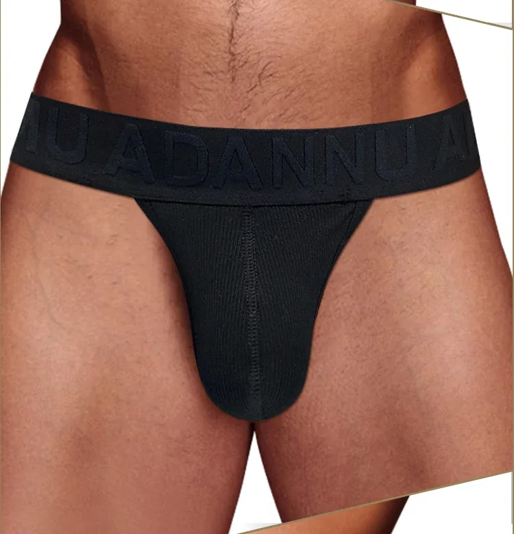 Men's Cotton Ribbed Skin-Friendly Bare Feel Convex Pouch Briefs, Embossed Letter Wide Waistband Slim Fit Underwear — image 20