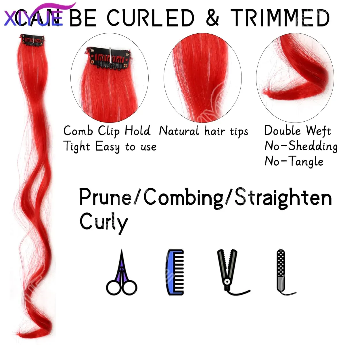 10Pcs Clip In Hair Clip In Wave Curly Hair Purple Red Wavy Hair With Clip In Hair Extension Synthetic 20inch Halloween Christmas — image 4