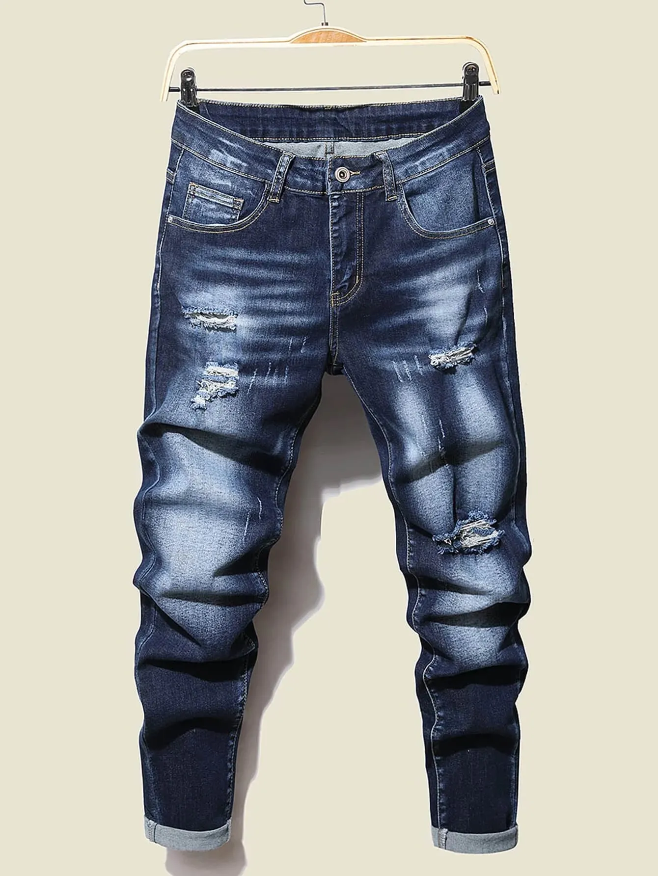 High Elasticity Men Jeans Stretch Denim Pants Male Slim Fit Straight Trousers Business Casual Comfortable Blue Jeans For Men